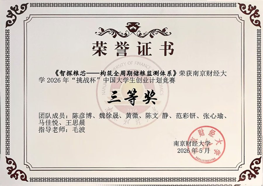 “挑战杯”大学生创业计划竞赛 三等奖